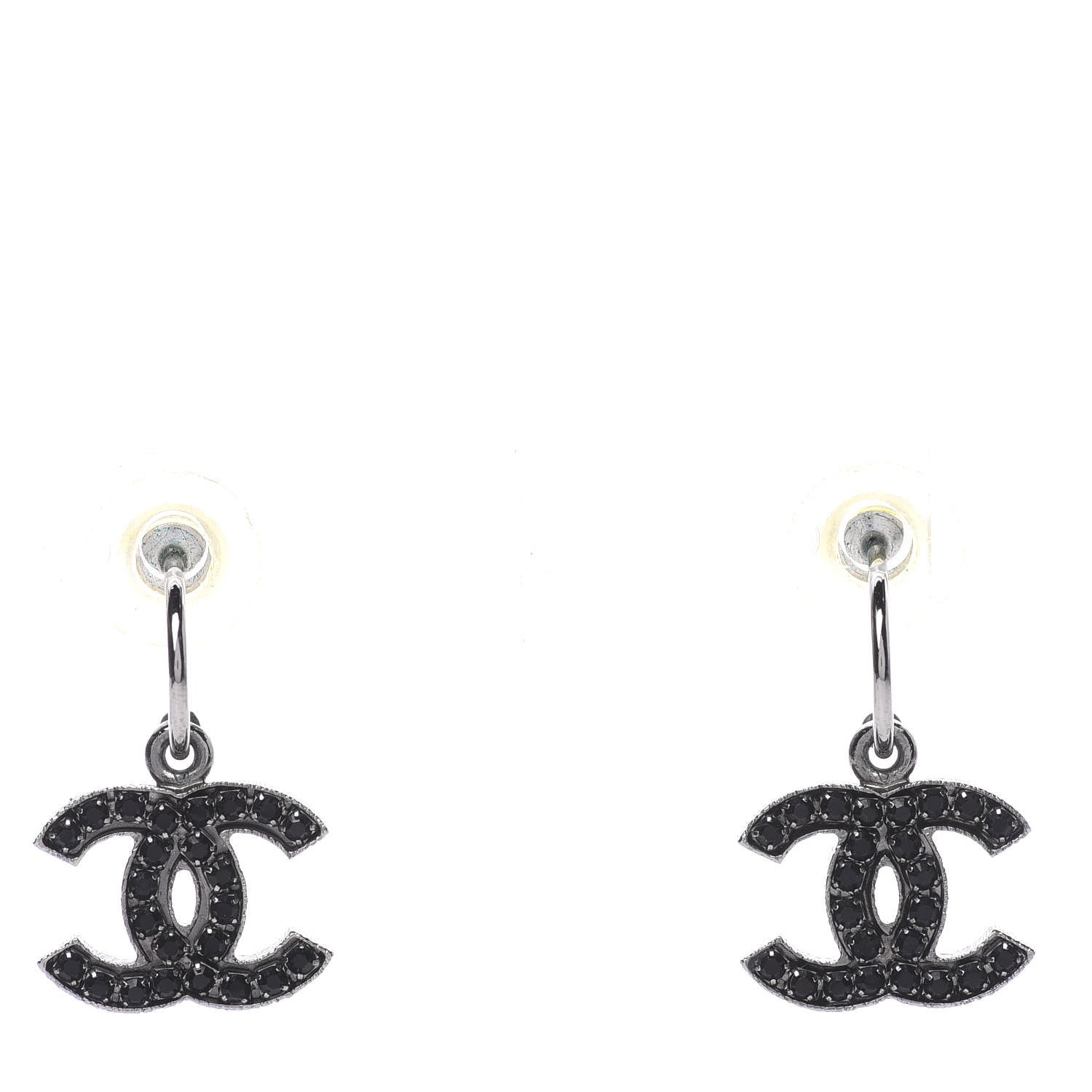 Chanel Crystal CC Dangle Earrings Black 1 of 5
