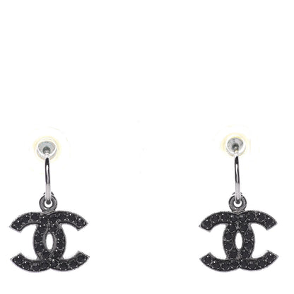Chanel Crystal CC Dangle Earrings Black 1 of 5