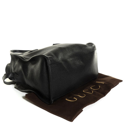 Gucci Grained Calfskin Studded Ramble Medium Tote Black 4 of 7