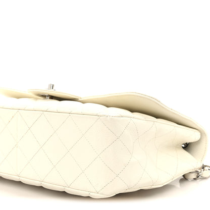Chanel Caviar Quilted Jumbo Single Flap White 11 of 12