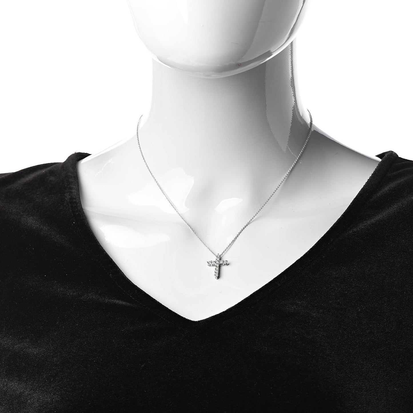 Platinum Diamond Small Cross Pendant Necklace