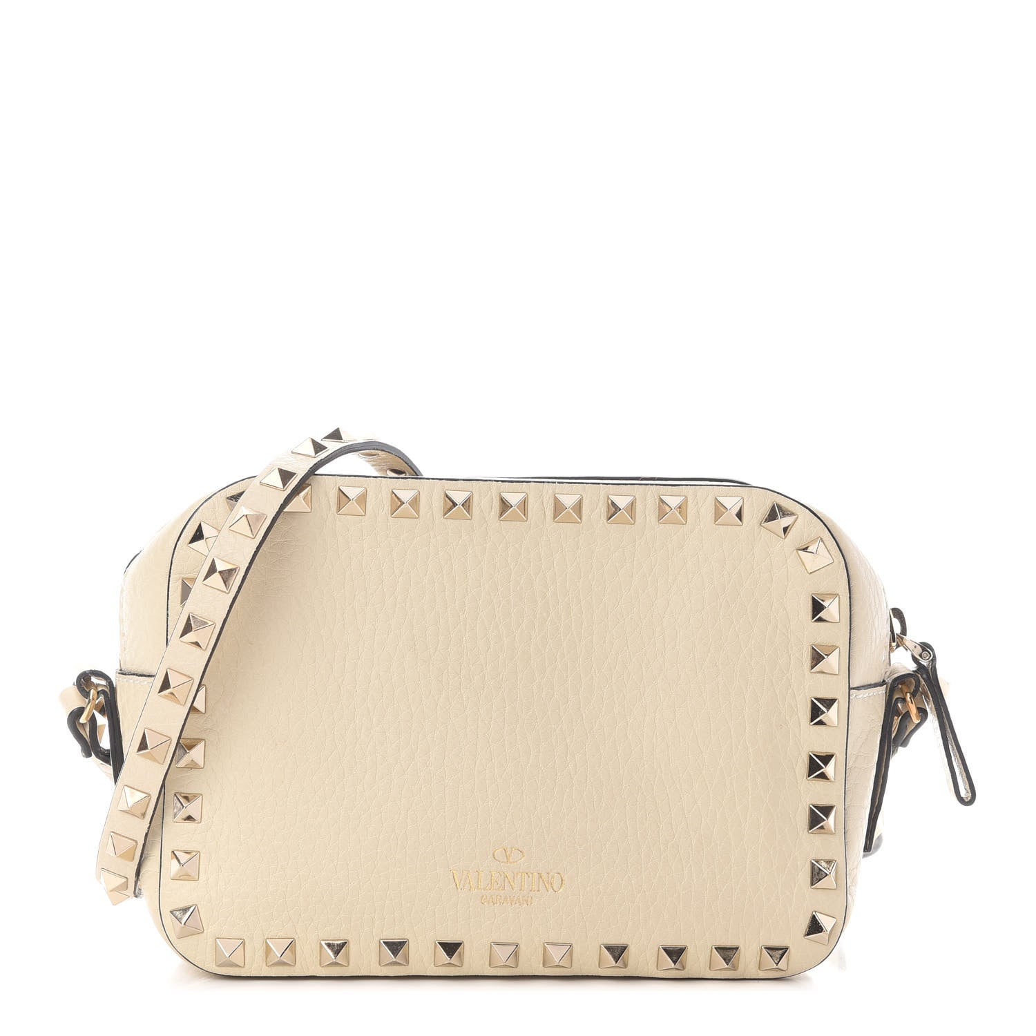 Valentino Garavani Grained Calfskin Rockstud Camera Crossbody Bag Ivory 1 of 11