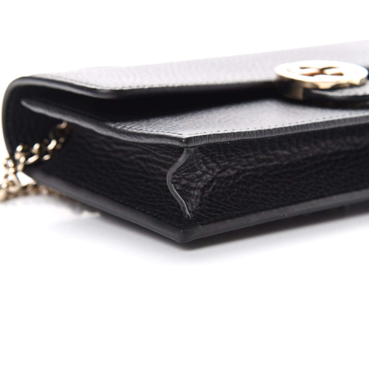 Dollar Calfskin Interlocking G Chain Wallet Black