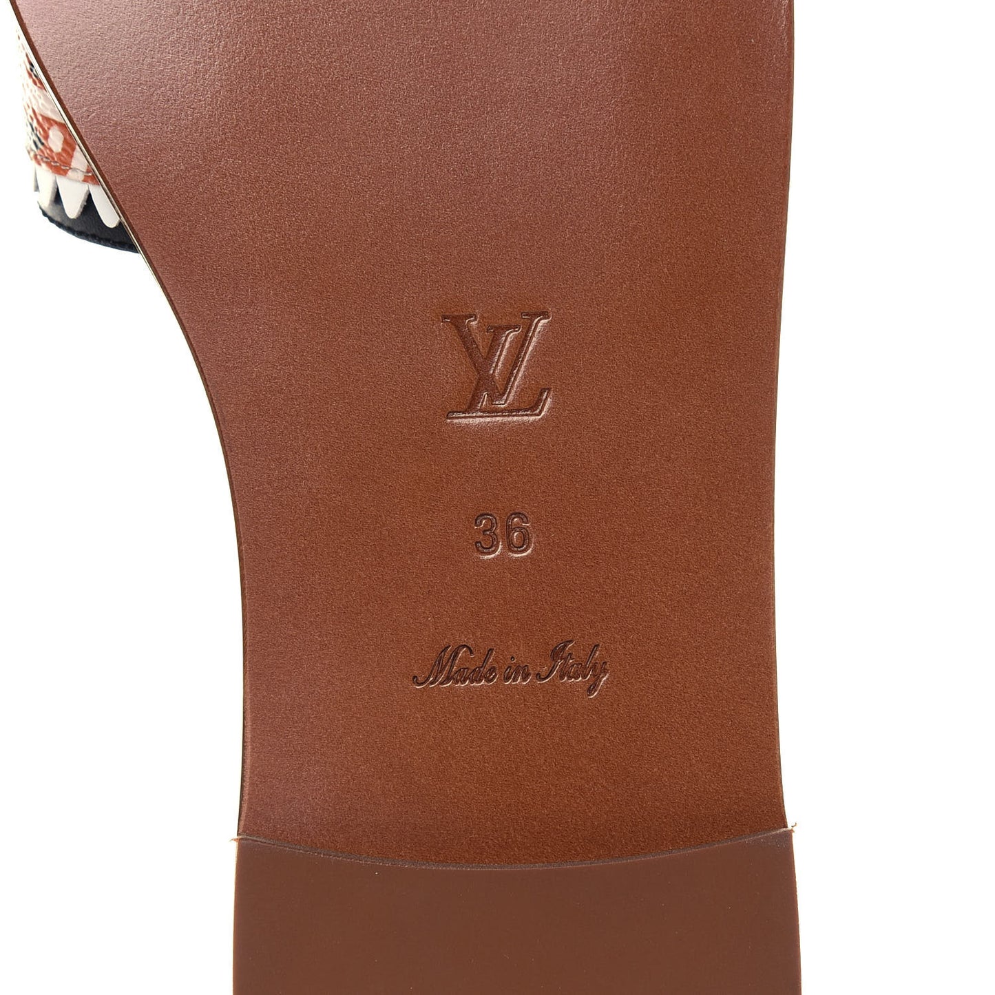Monogram Crafty Lock It Flat Mule 36 Caramel