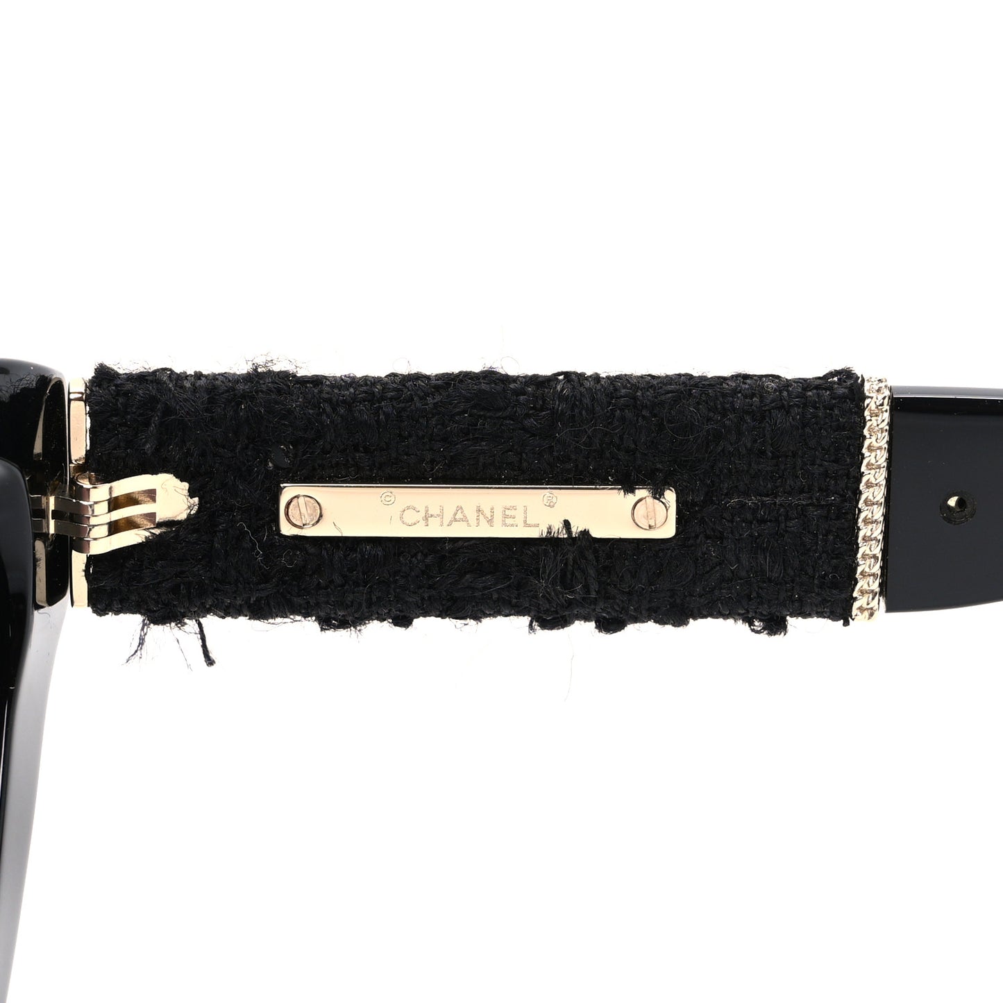 Acetate Tweed Wool CC Chain Sunglasses 5513 Black
