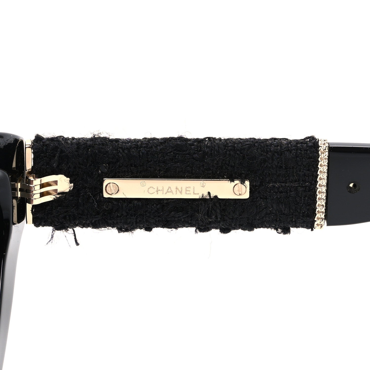 Chanel Acetate Tweed Wool CC Chain Sunglasses 5513 Black 5 of 8
