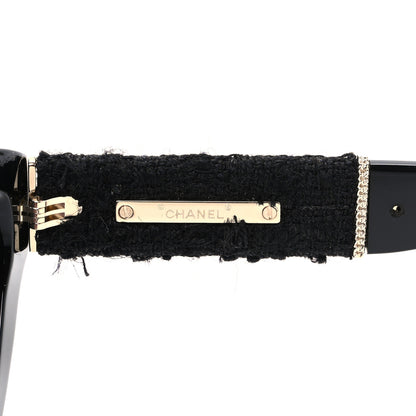 Chanel Acetate Tweed Wool CC Chain Sunglasses 5513 Black 5 of 8