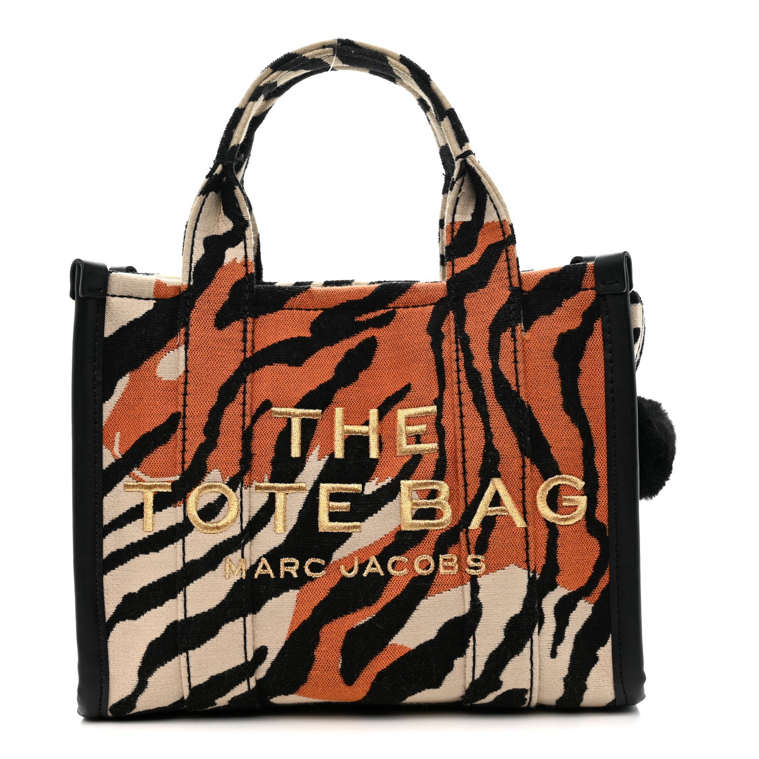 Marc Jacobs Cotton Canvas Zebra Tiger Print Mini The Traveler Tote Bag 1 of 16