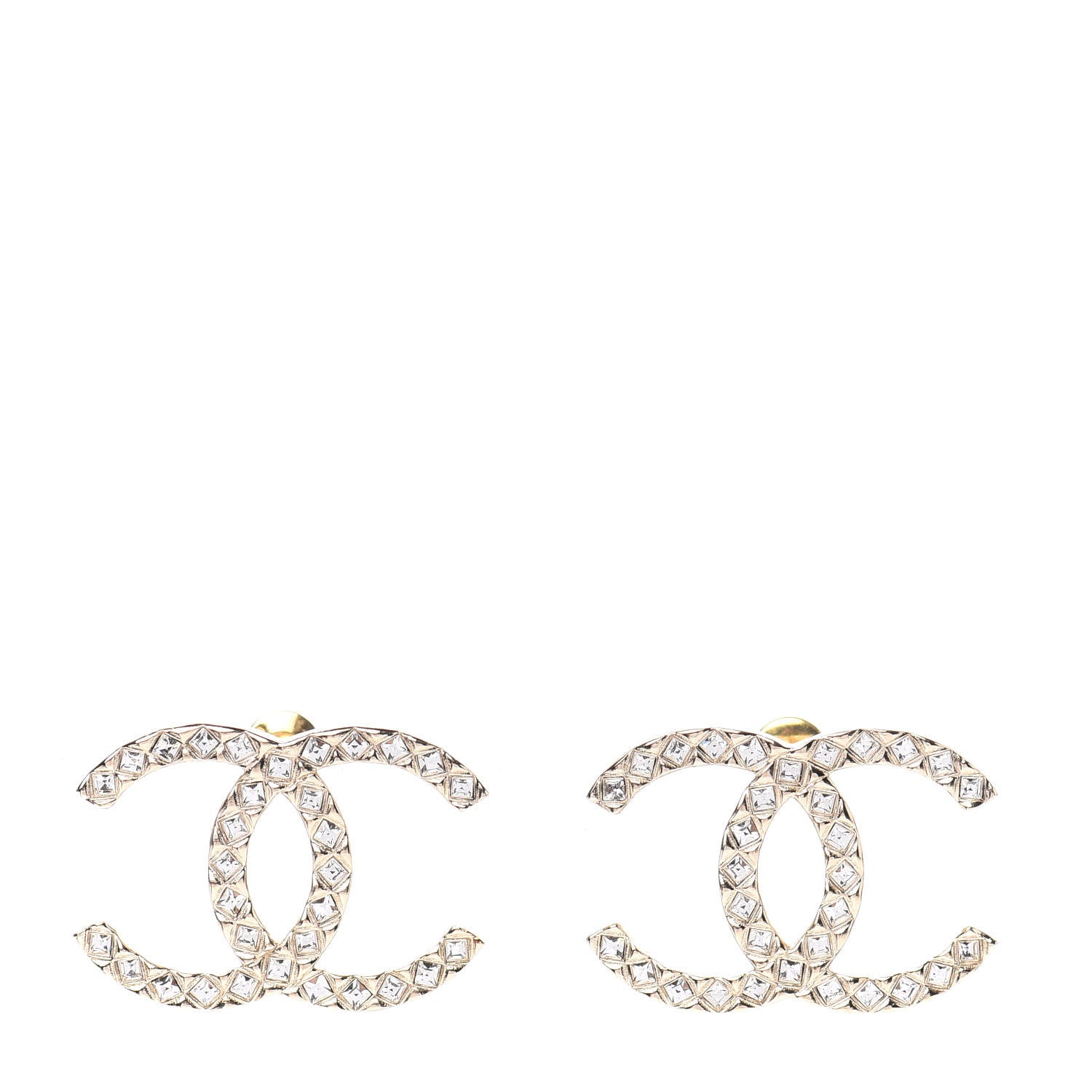 Chanel Baguette Crystal High Society CC Earrings Gold 1 of 5