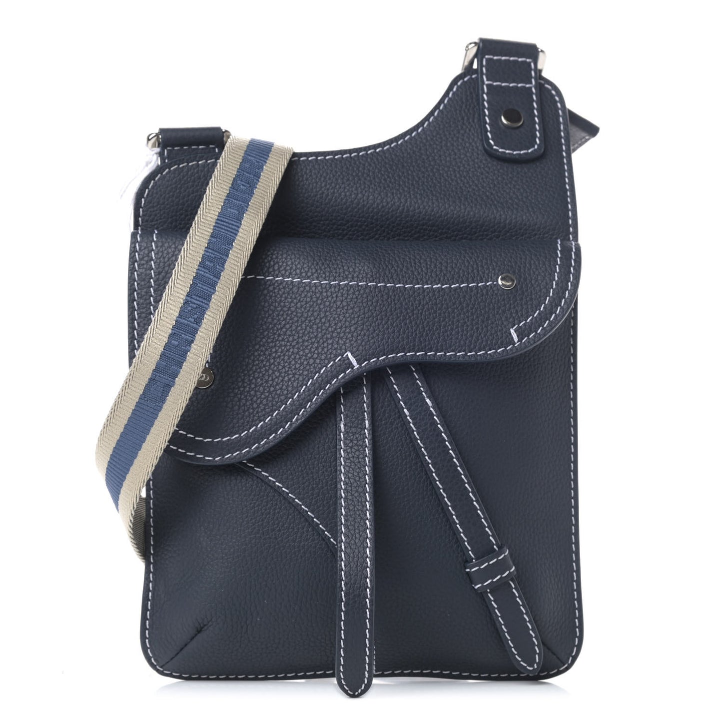 X KAWS Grained Calfskin Saddle Pouch Blue Multicolor
