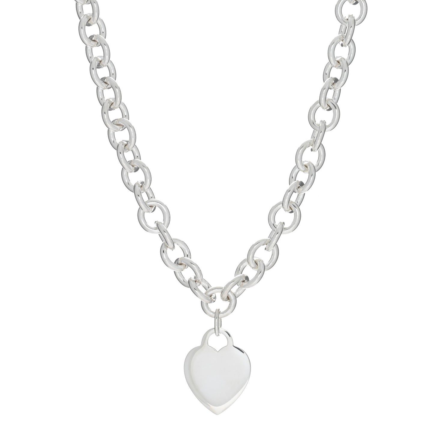 Sterling Silver Heart Tag Pendant Necklace