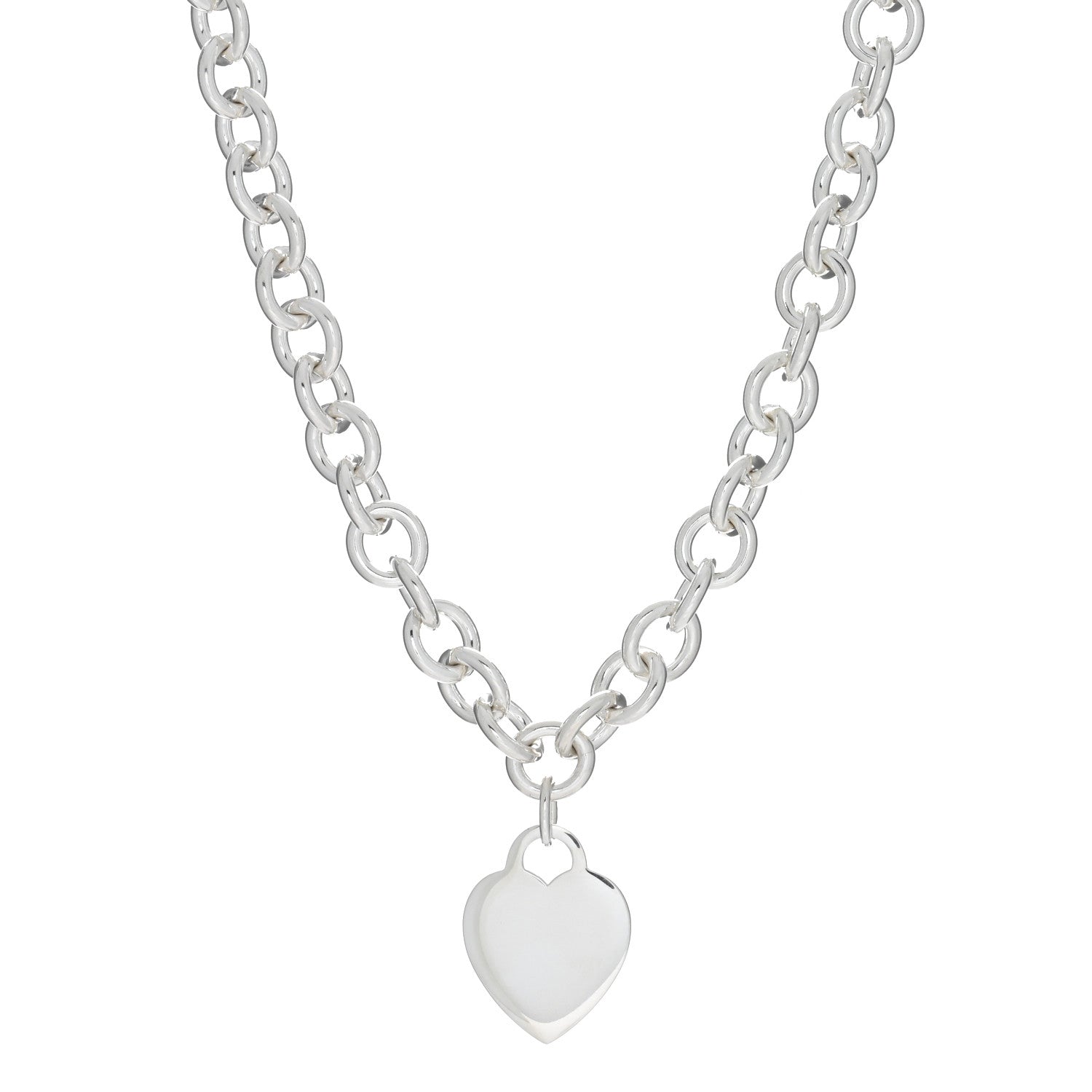 Tiffany Sterling Silver Heart Tag Pendant Necklace 1 of 5