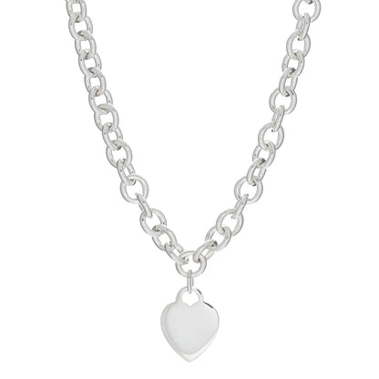 Tiffany Sterling Silver Heart Tag Pendant Necklace 1 of 5