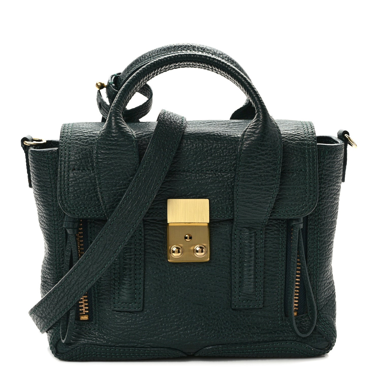 3.1 Phillip Lim Textured Calfskin Mini Pashli Satchel Military Green 1 of 14