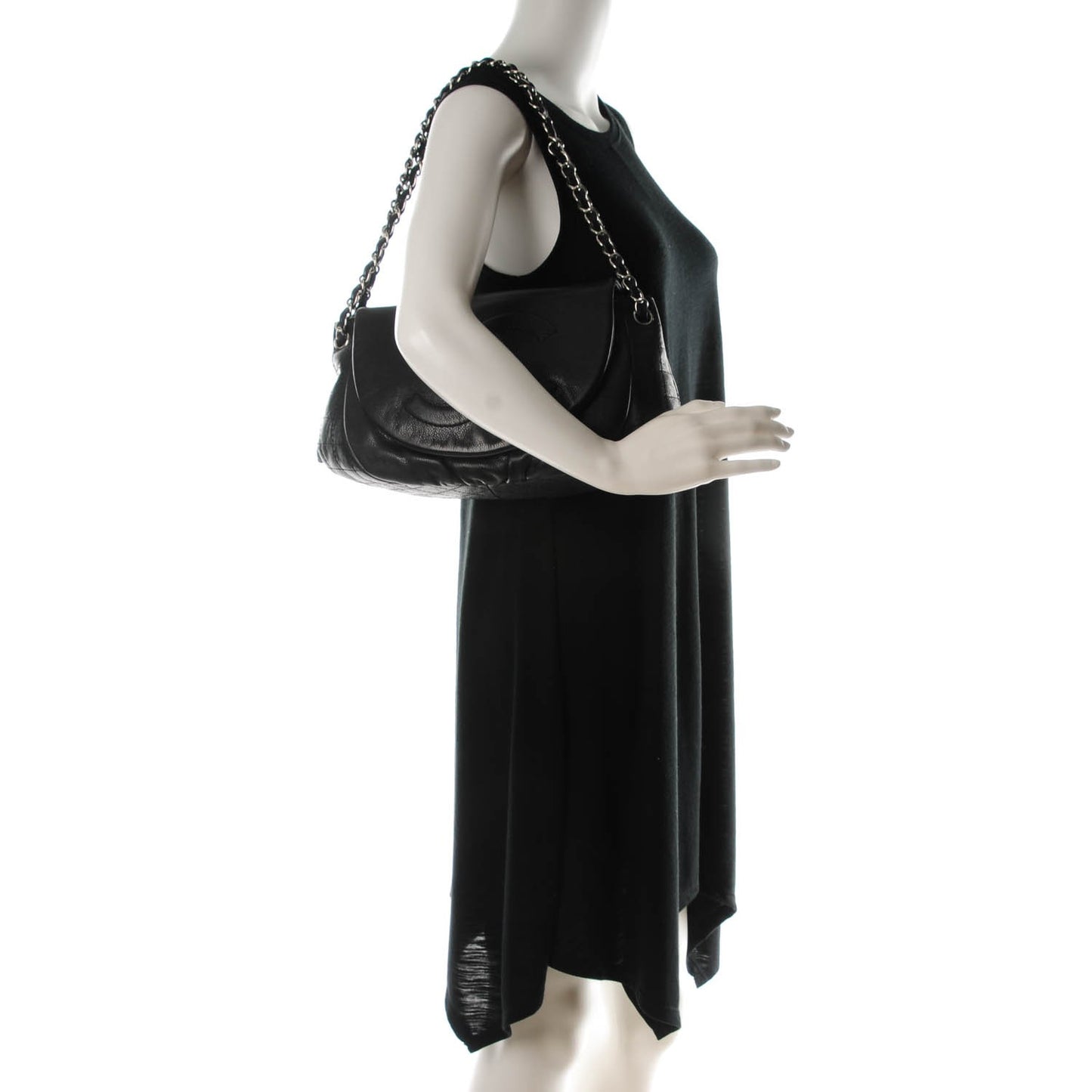 Caviar Half Moon Large Flap Black