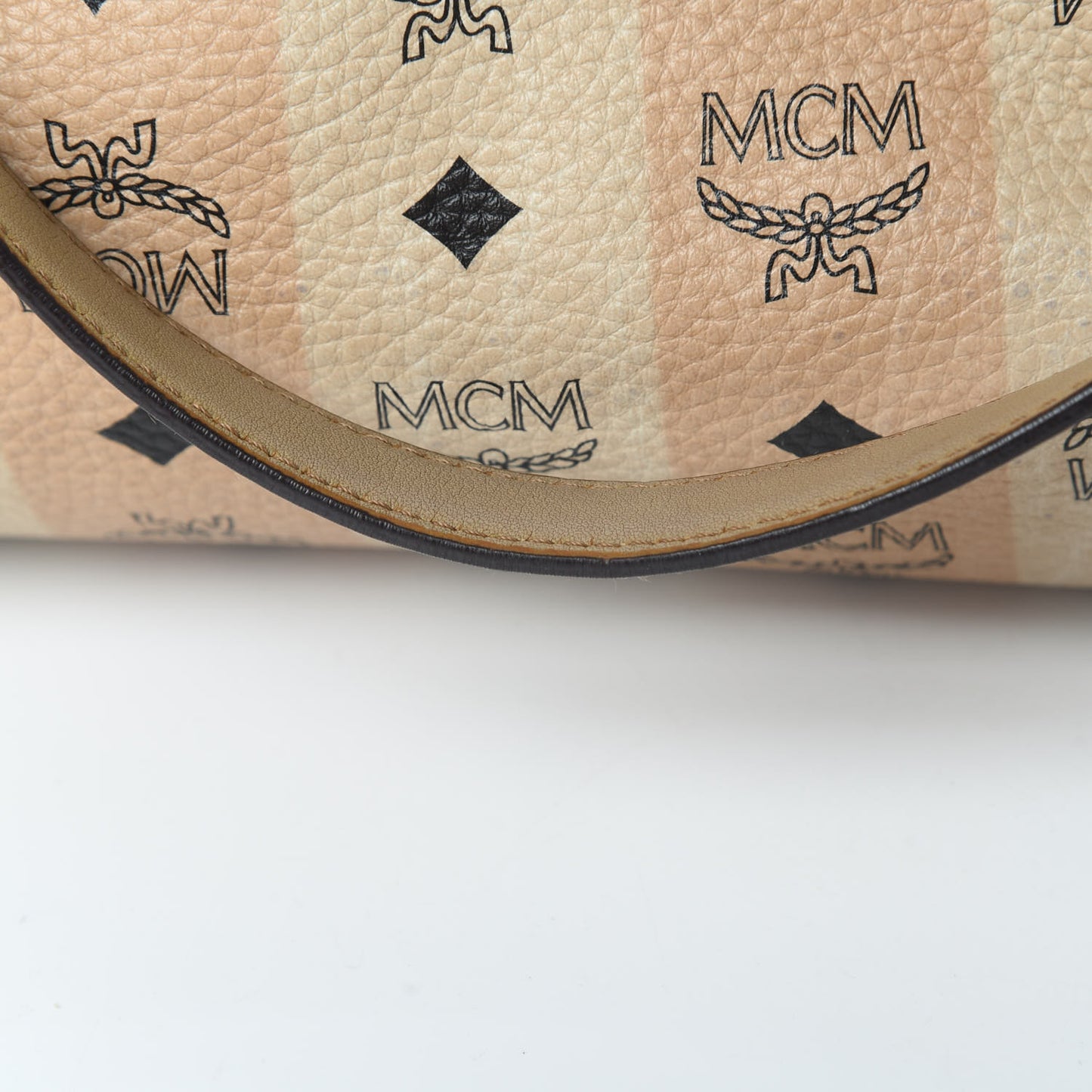 Striped Visetos Shopping Tote Beige