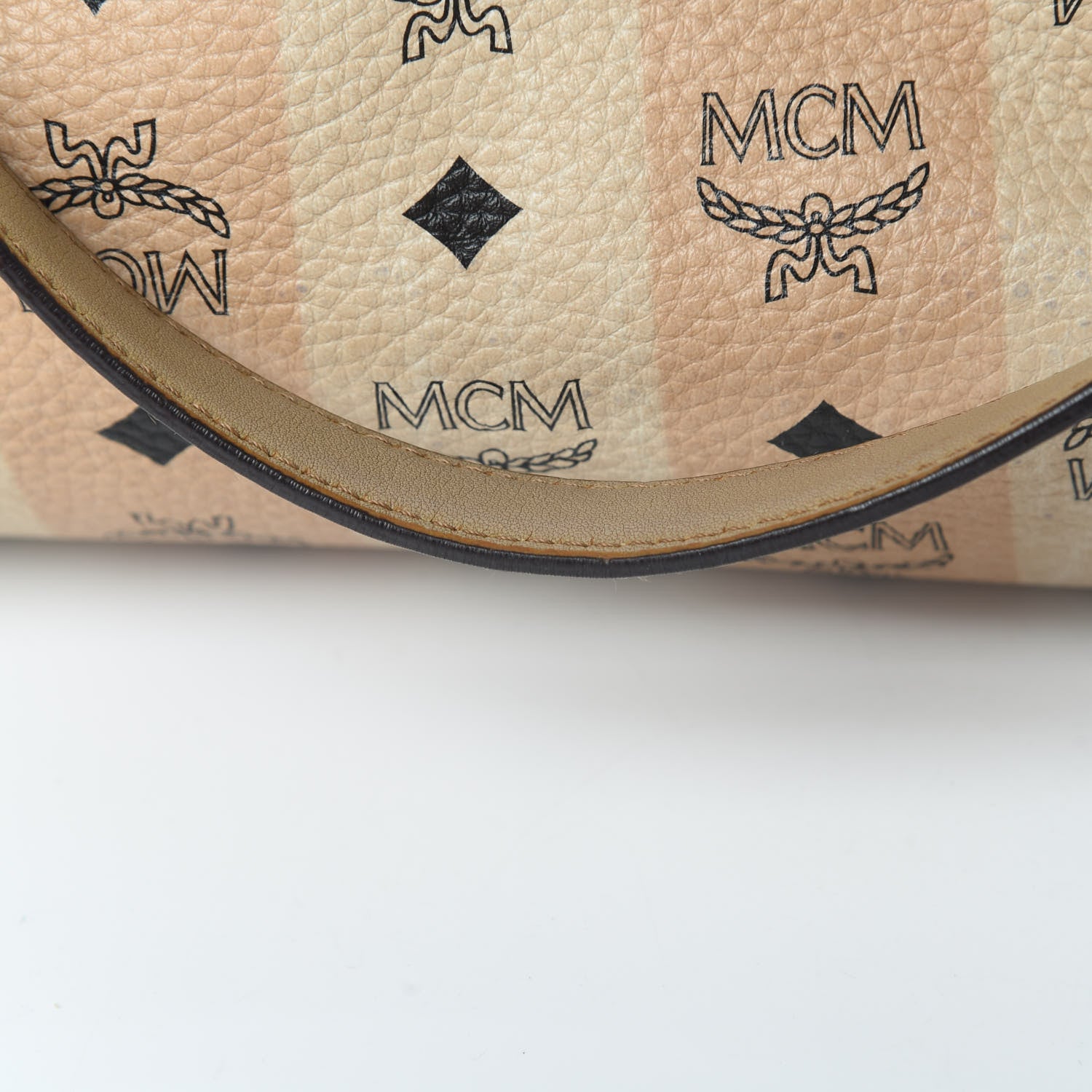 MCM Striped Visetos Shopping Tote Beige 18 of 19