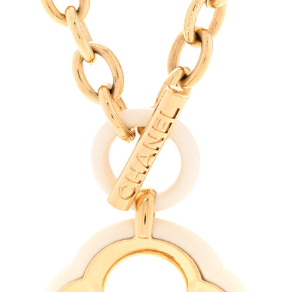 Chanel Resin CC Medallion Choker Chain Necklace Gold Ivory 5 of 6