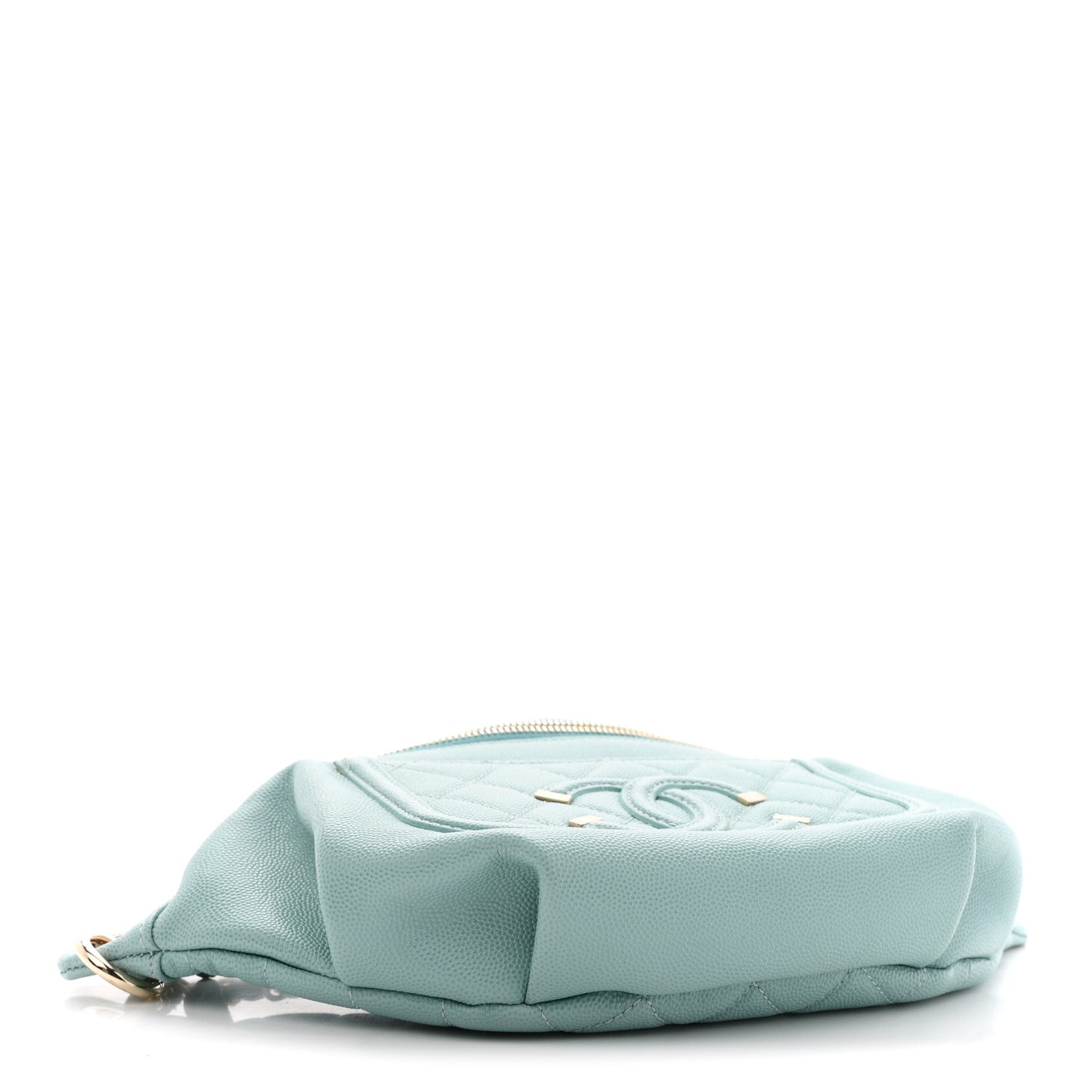 Caviar Quilted Filigree Waist Bag Light Blue