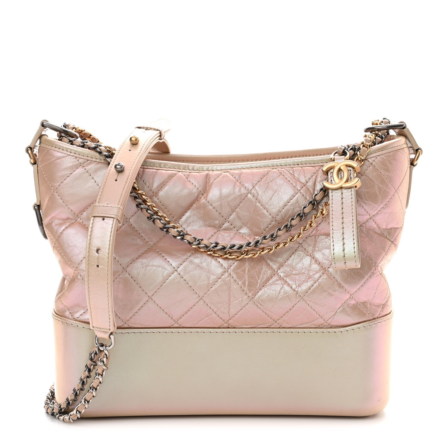 Chanel Iridescent Aged Calfskin Quilted Medium Gabrielle Hobo Light Pink 1 of 11