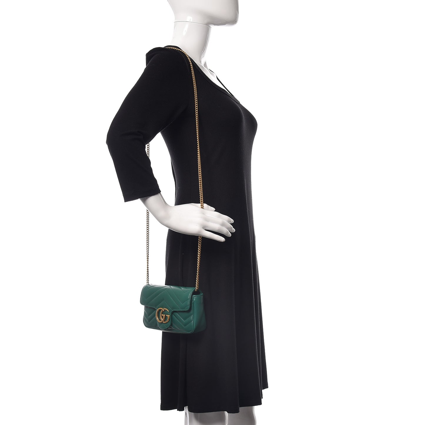 Calfskin Matelasse Super Mini GG Marmont Shoulder Bag Emerald Green