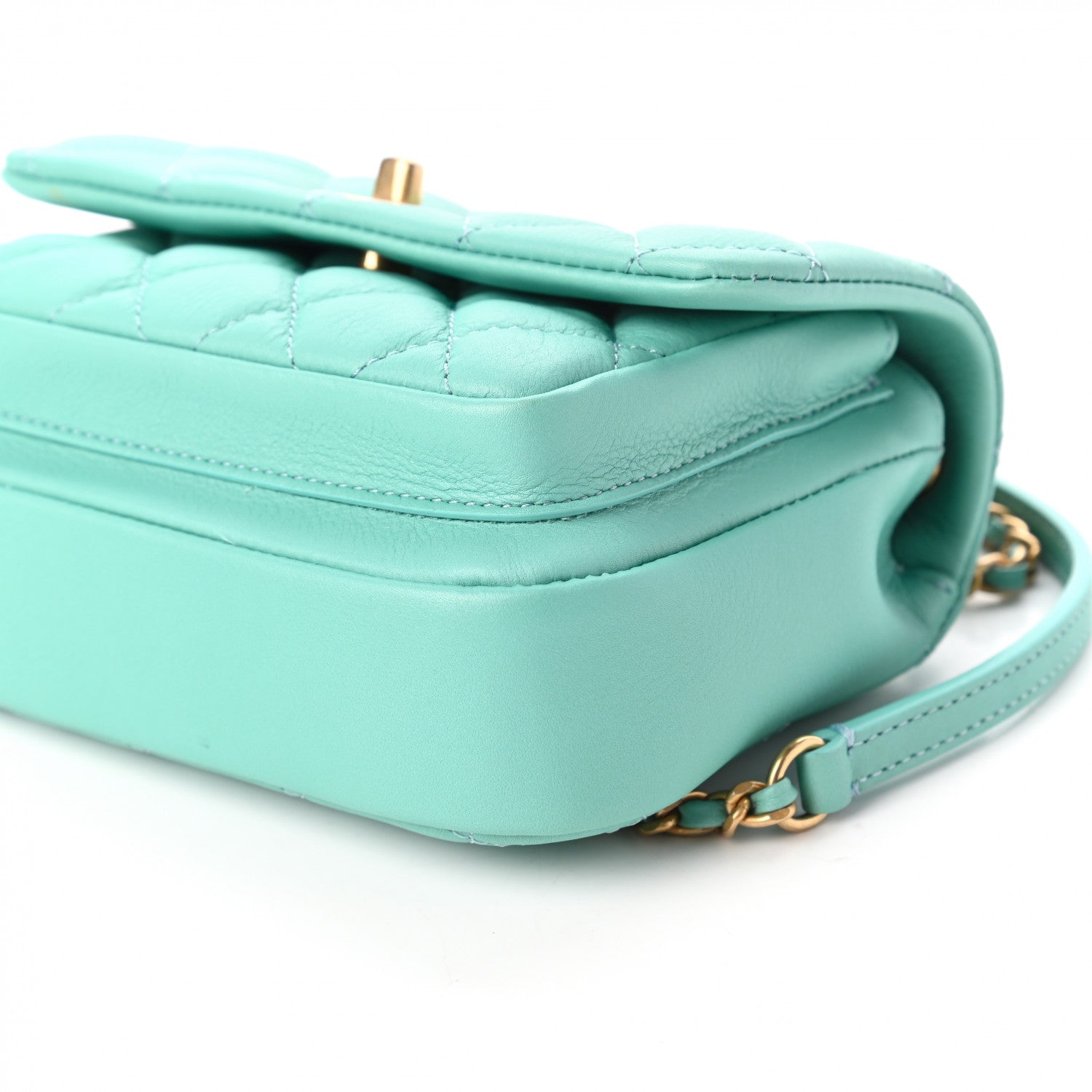 Chanel Calfskin Quilted Top Handle Flap Light Blue 7 of 11