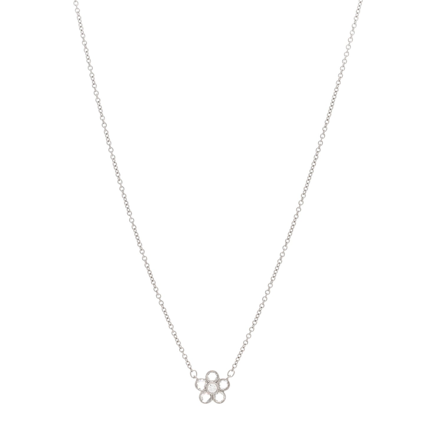 Platinum Diamond Small Enchant Flower Pendant Necklace