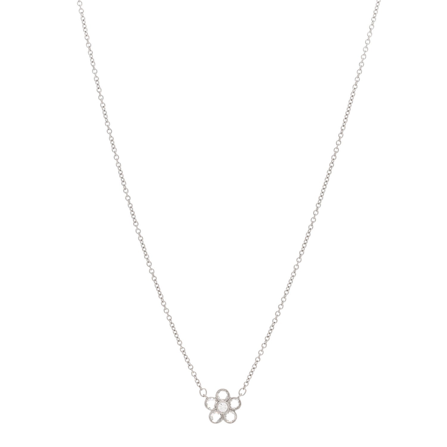 Tiffany Platinum Diamond Small Enchant Flower Pendant Necklace 1 of 6