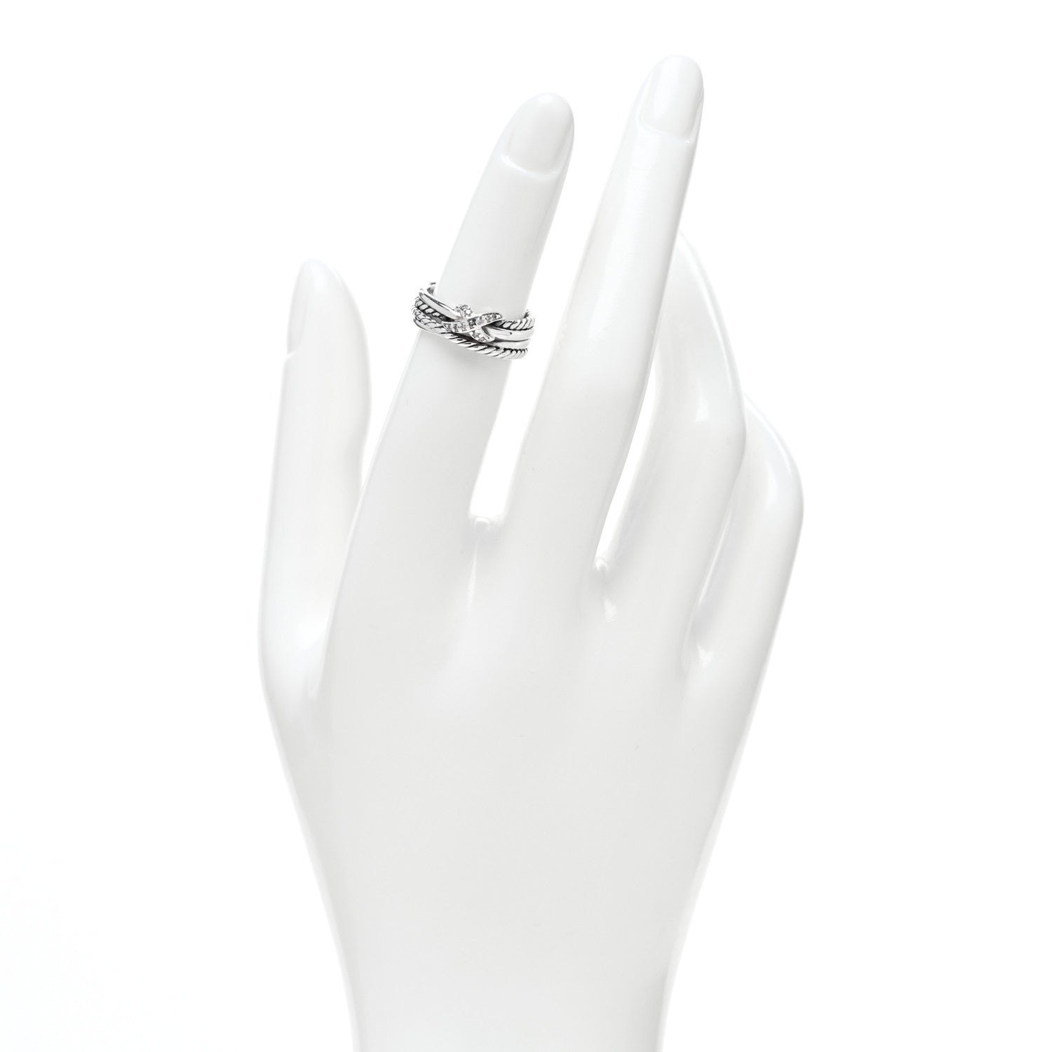 David Yurman Sterling Silver Diamond X Crossover Ring 47 4 2 of 4