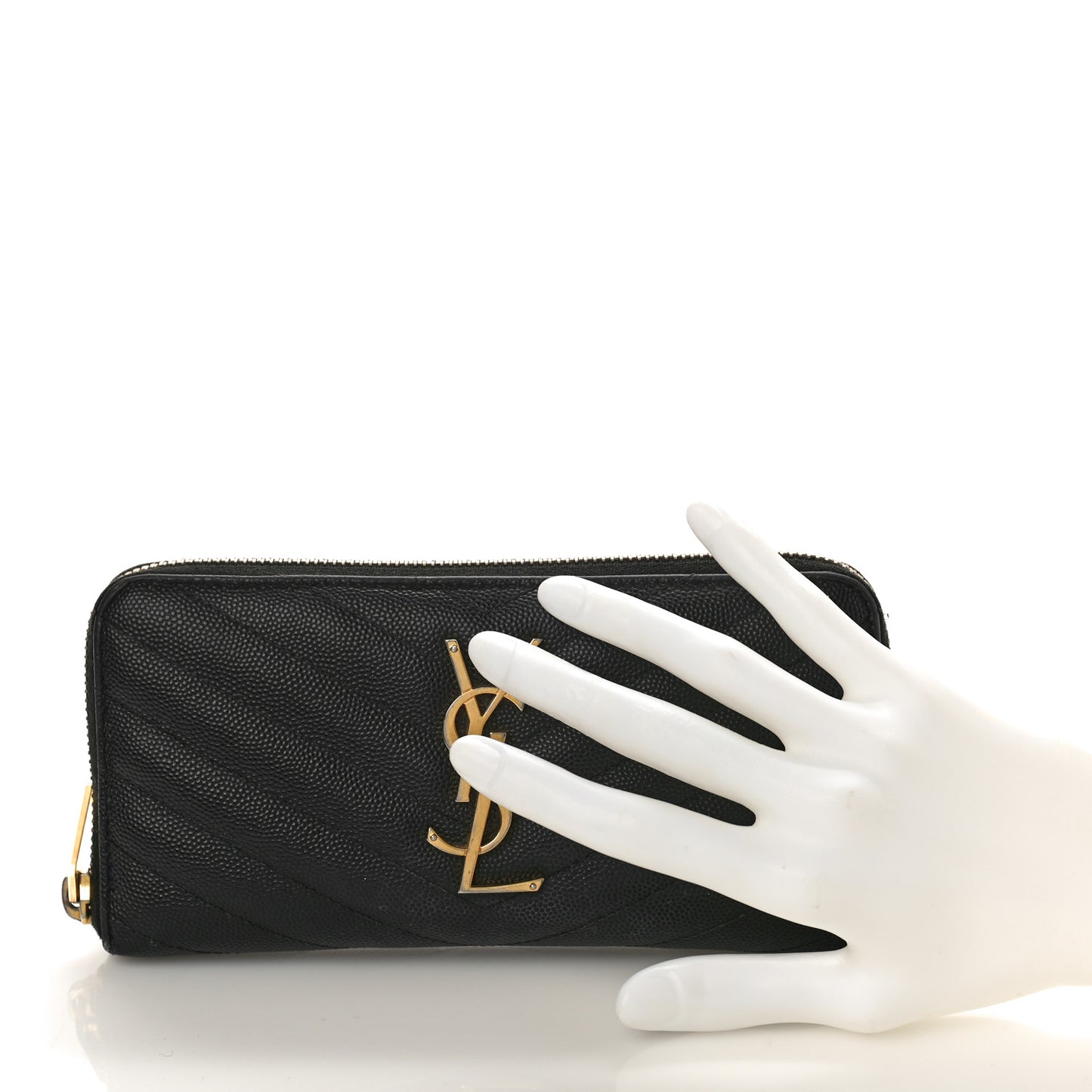 Grain De Poudre Matelasse Chevron Monogram Zip Around Wallet Black
