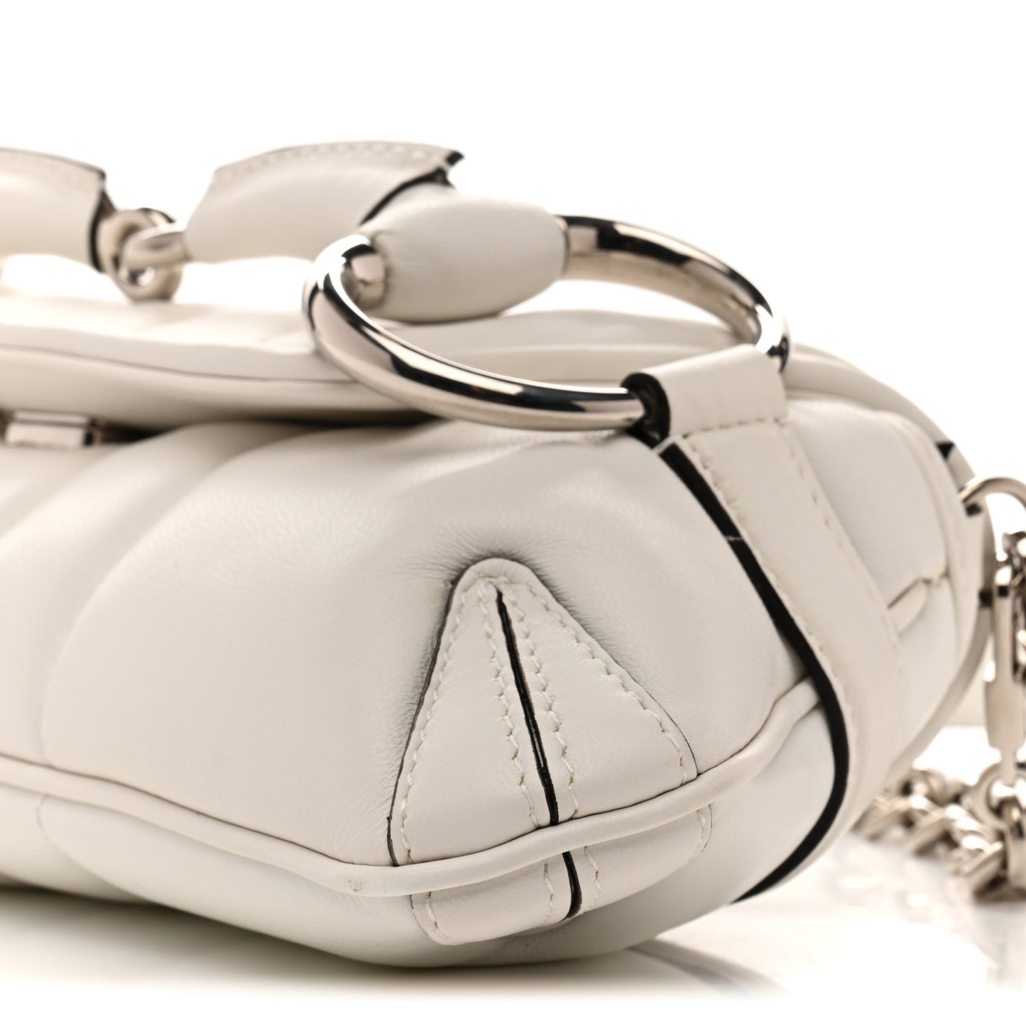 Nappa Vertical Matelasse Small Maxi Horsebit Chain Shoulder Bag Great White