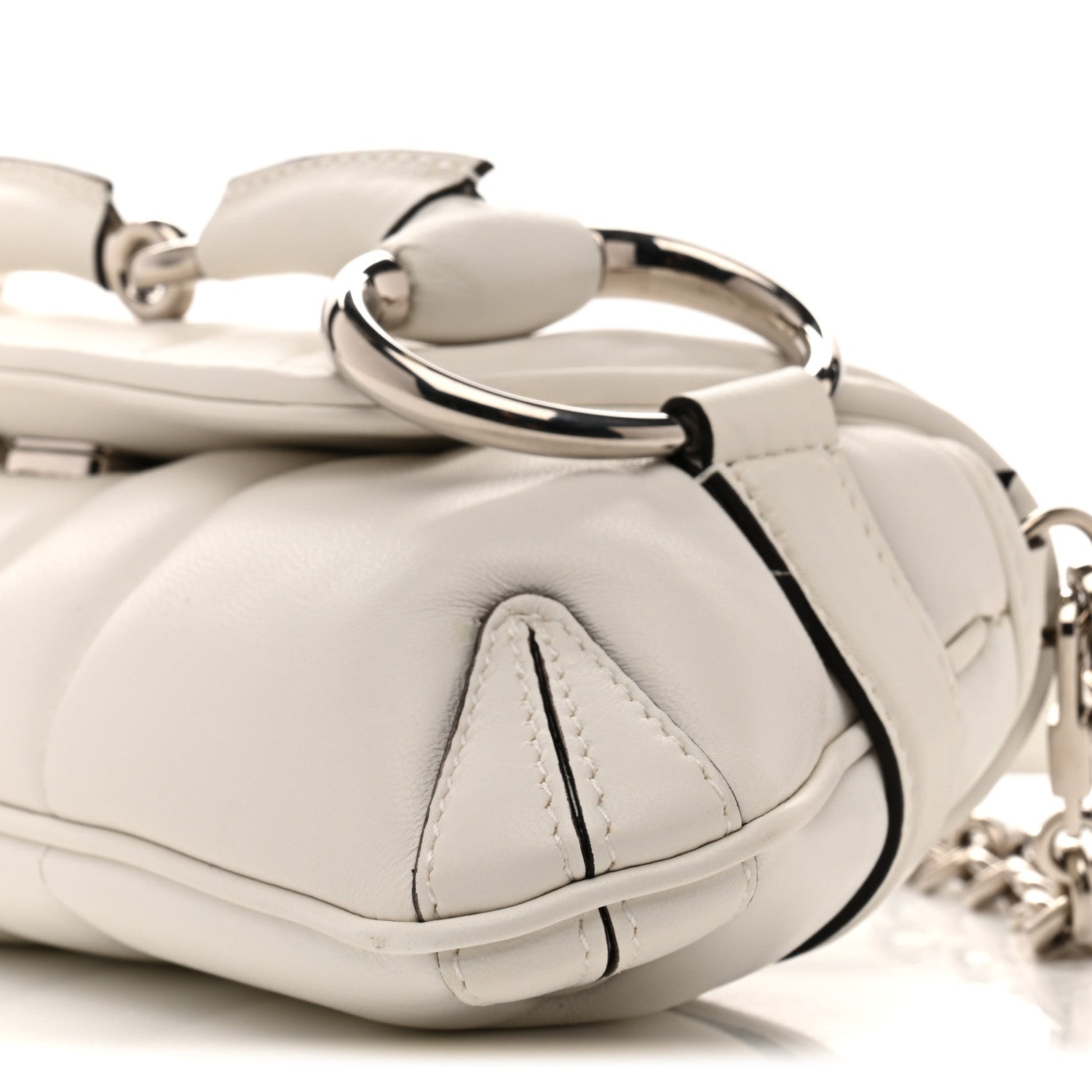 Gucci Nappa Vertical Matelasse Small Maxi Horsebit Chain Shoulder Bag Great White 10 of 13