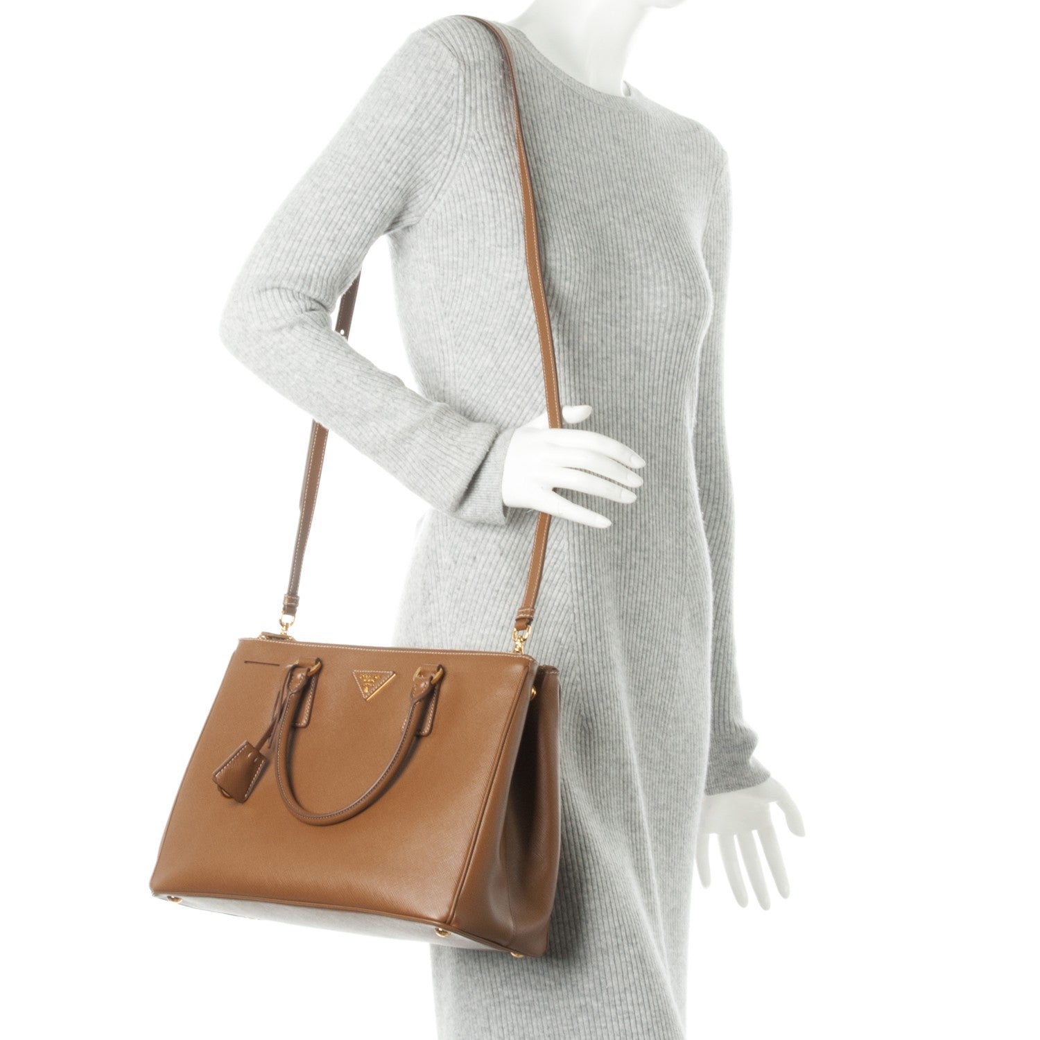 Prada Saffiano Medium Galleria Double Zip Tote Cannella 2 of 8