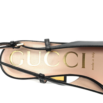 Gucci Malaga Kid Horsebit 75mm Slingback Pumps 36 Black 7 of 8