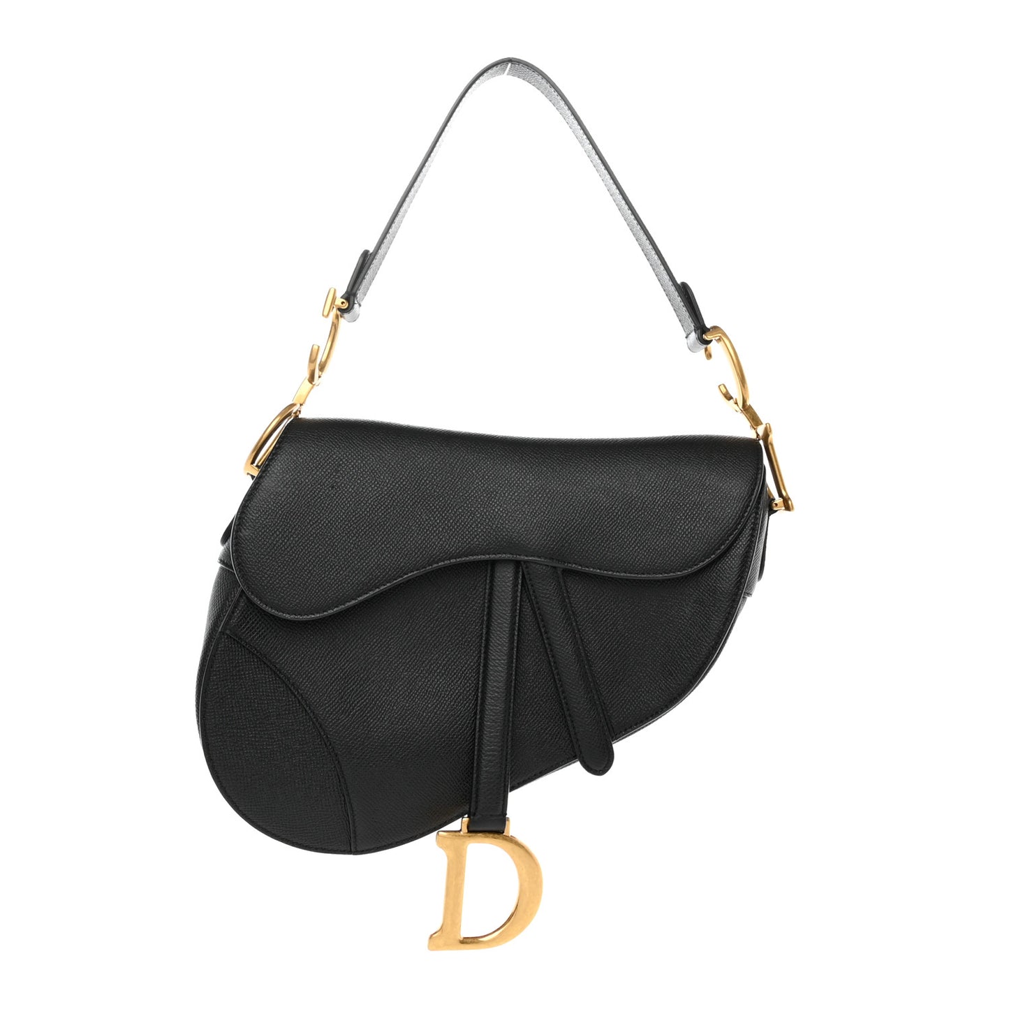 Grained Calfskin Saddle Bag Black