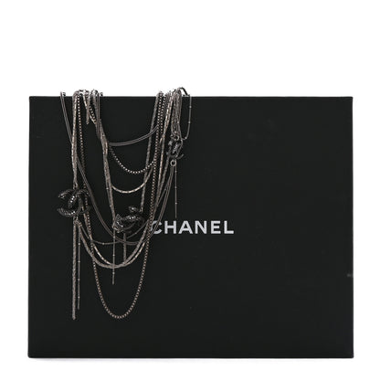 Chanel Crystal CC Twisted Multi Strand Chain Necklace Silver 7 of 7
