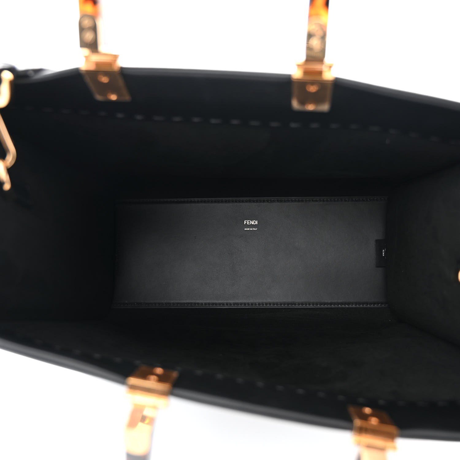 Fendi Vitello King Plexiglass Medium Fendi Sunshine Shopper Tote Black 5 of 9