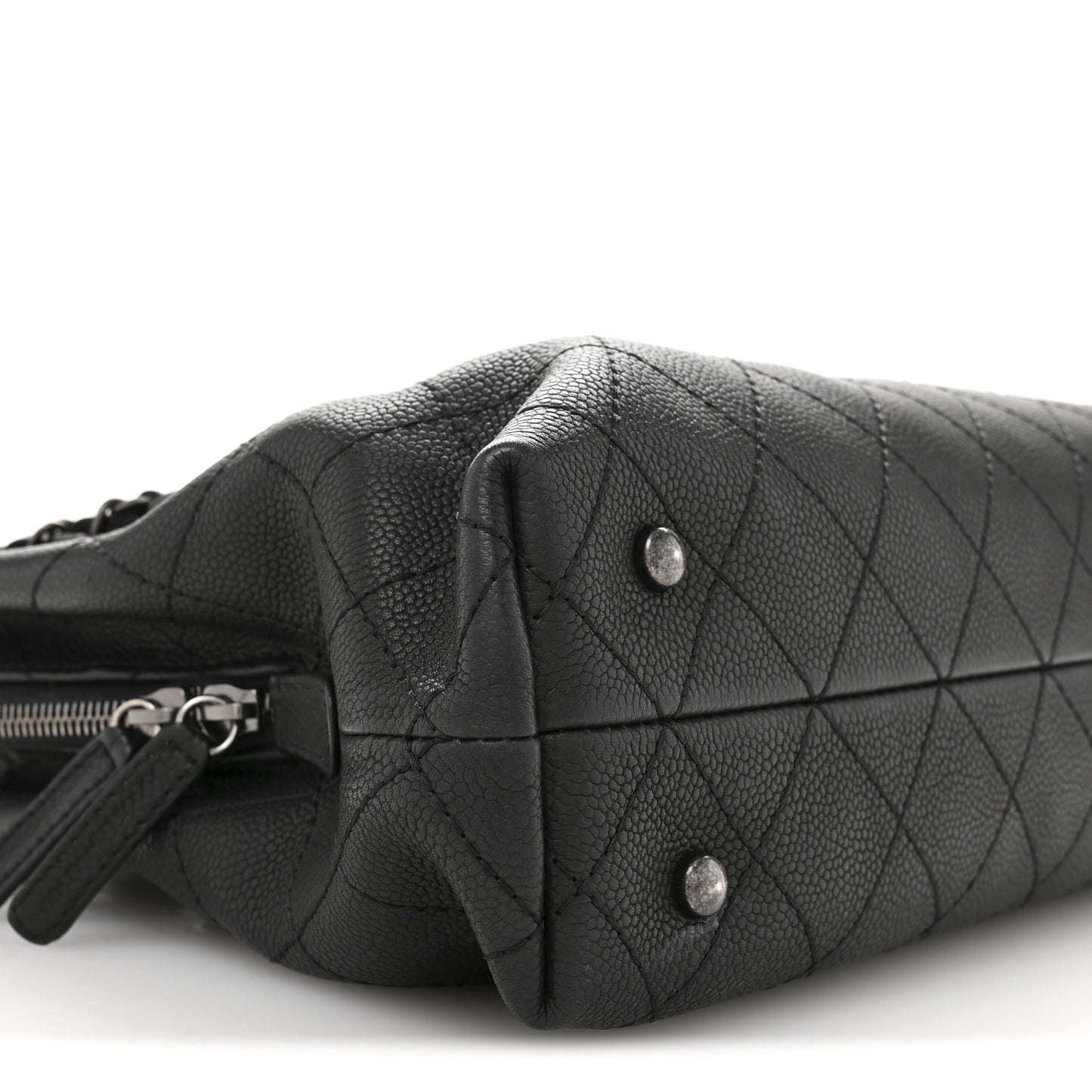 Grained Vegetal Calfskin Small Urban Shopping Tote Black