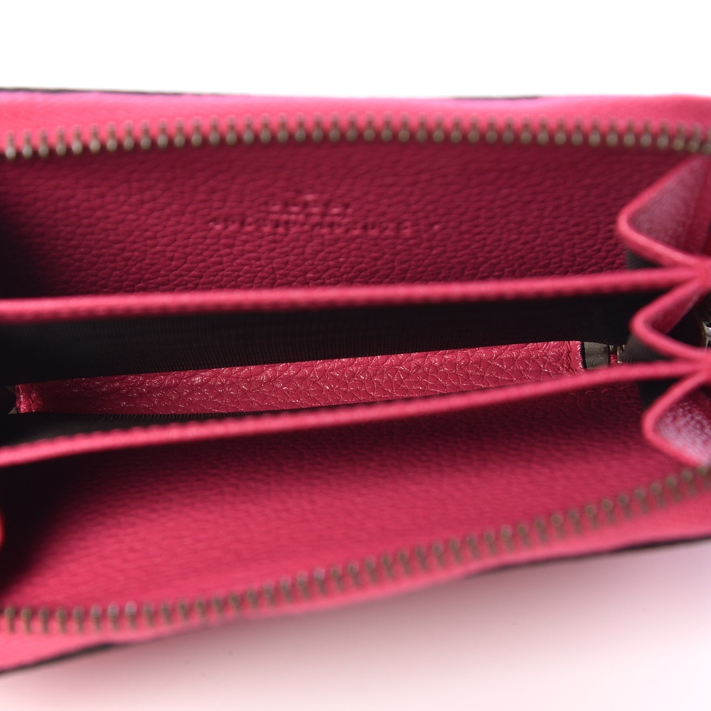 Grained Calfskin Logo Zip Around Card Case Box Pink Green