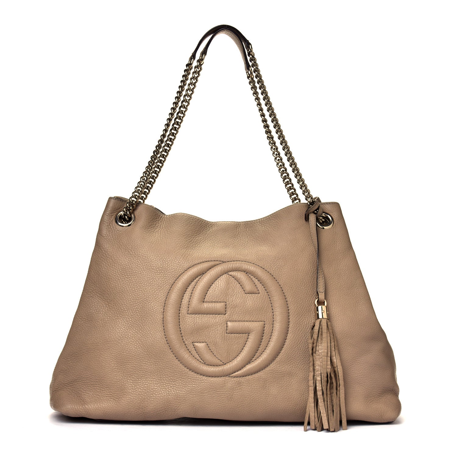 Gucci Pebbled Calfskin Large Soho Chain Shoulder Bag Nude 1 of 7
