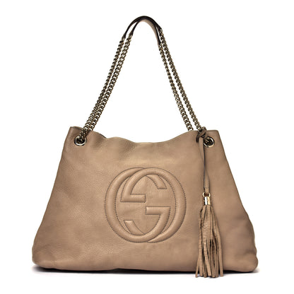 Gucci Pebbled Calfskin Large Soho Chain Shoulder Bag Nude 1 of 7