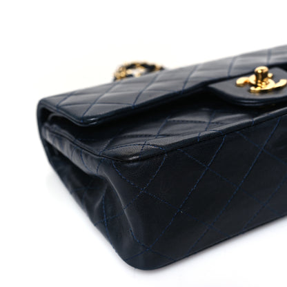 Chanel Lambskin Quilted Medium Double Flap Navy 9 of 10