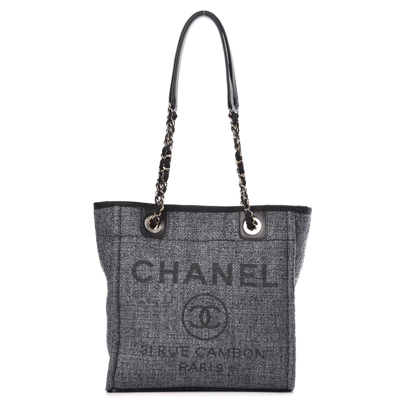 Woven Straw Raffia Mini Deauville Tote Grey