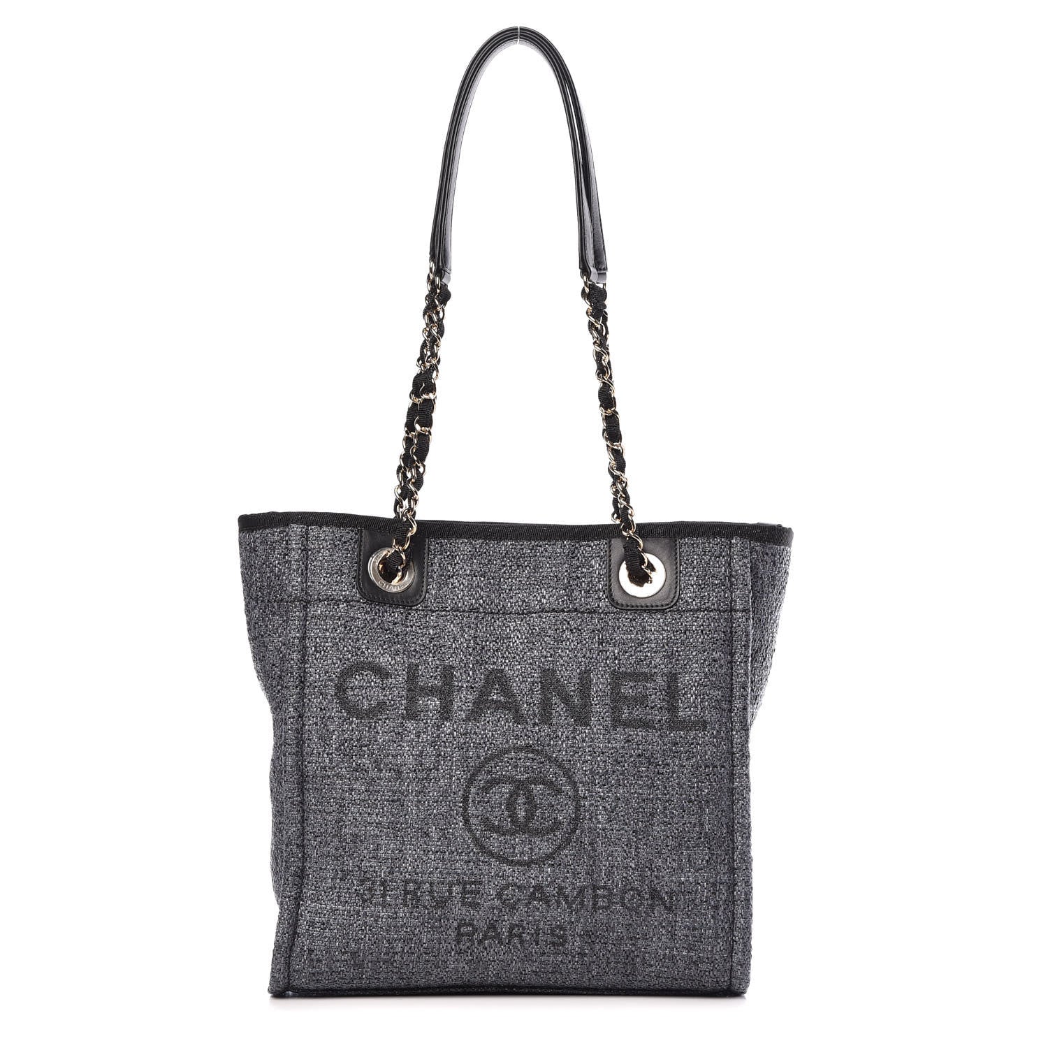 Chanel Woven Straw Raffia Mini Deauville Tote Grey 1 of 9