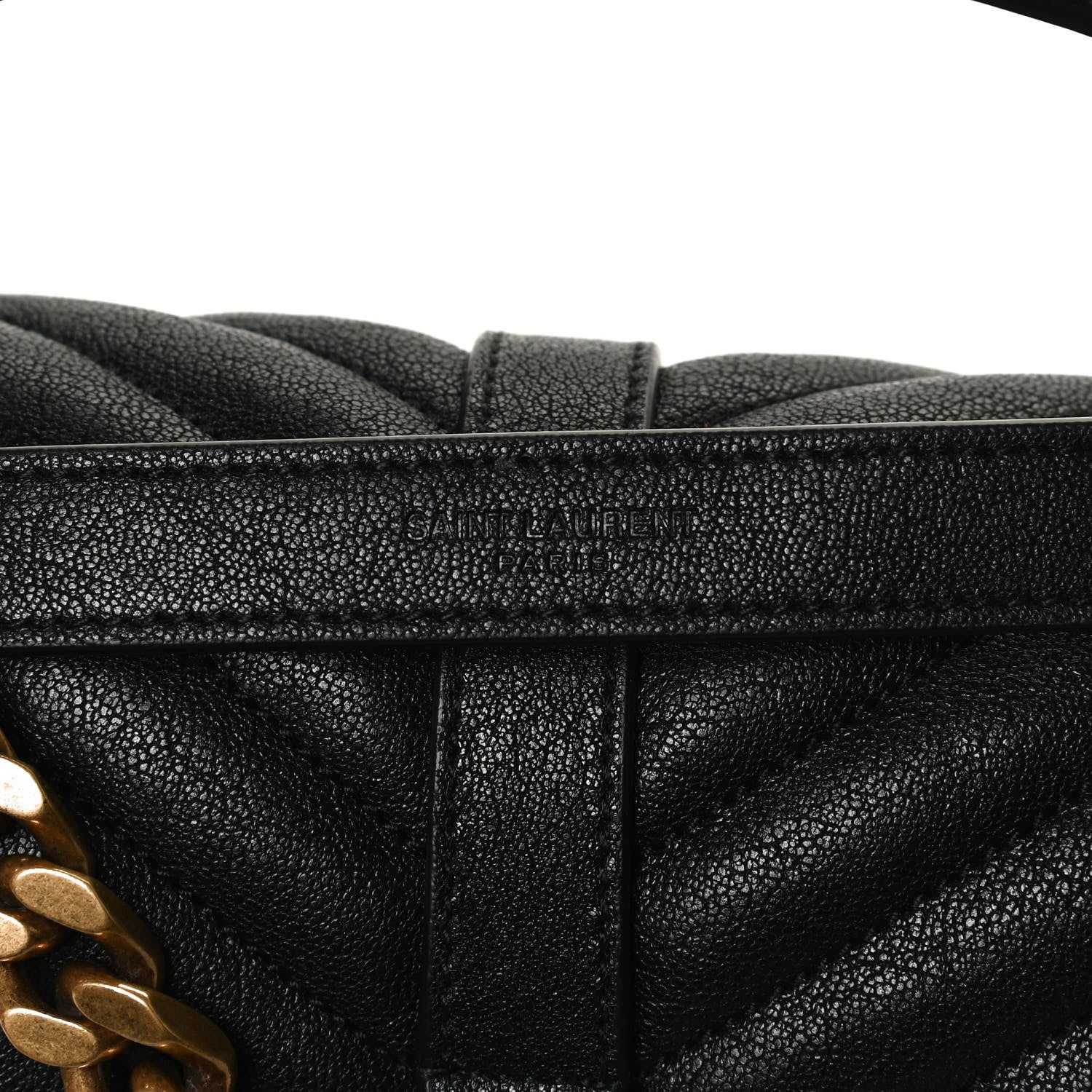 Saint Laurent Sheepskin Matelasse Chevron Monogram Medium College Bag Black 7 of 10