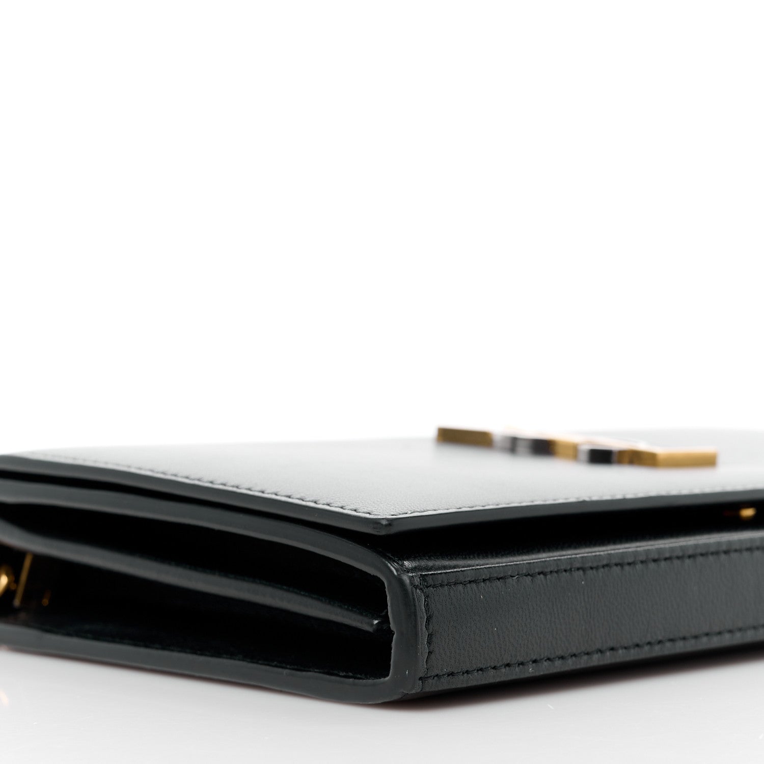 Saint Laurent Smooth Calfskin Tri-Metal Cassandre Wallet On Chain WOC Black 9 of 12