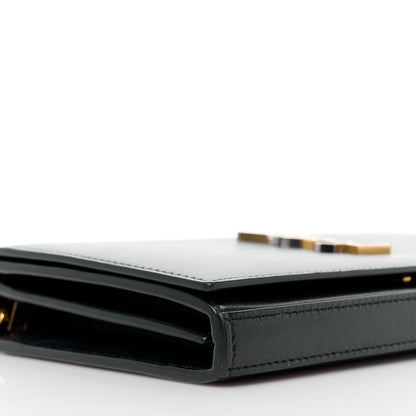 Saint Laurent Smooth Calfskin Tri-Metal Cassandre Wallet On Chain WOC Black 9 of 12