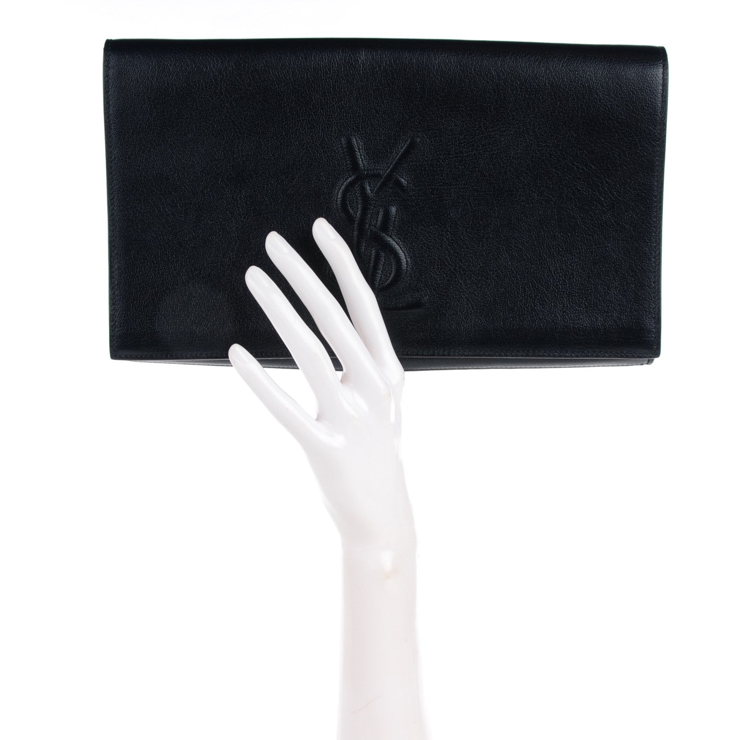 Saint Laurent Calfskin Monogram Large Belle De Jour Clutch Navy 2 of 7