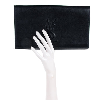 Saint Laurent Calfskin Monogram Large Belle De Jour Clutch Navy 2 of 7