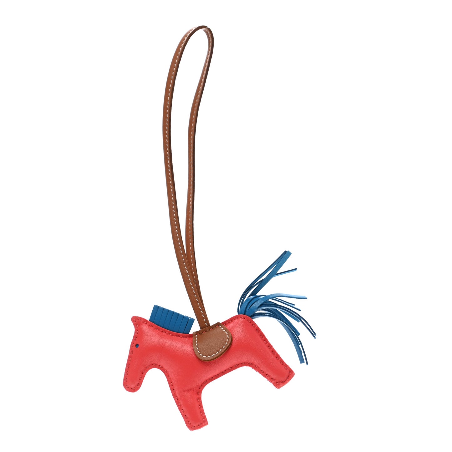 Milo Lambskin Grigri Rodeo Horse Bag Charm PM Rose Texas Bleu Zanzibar Gold